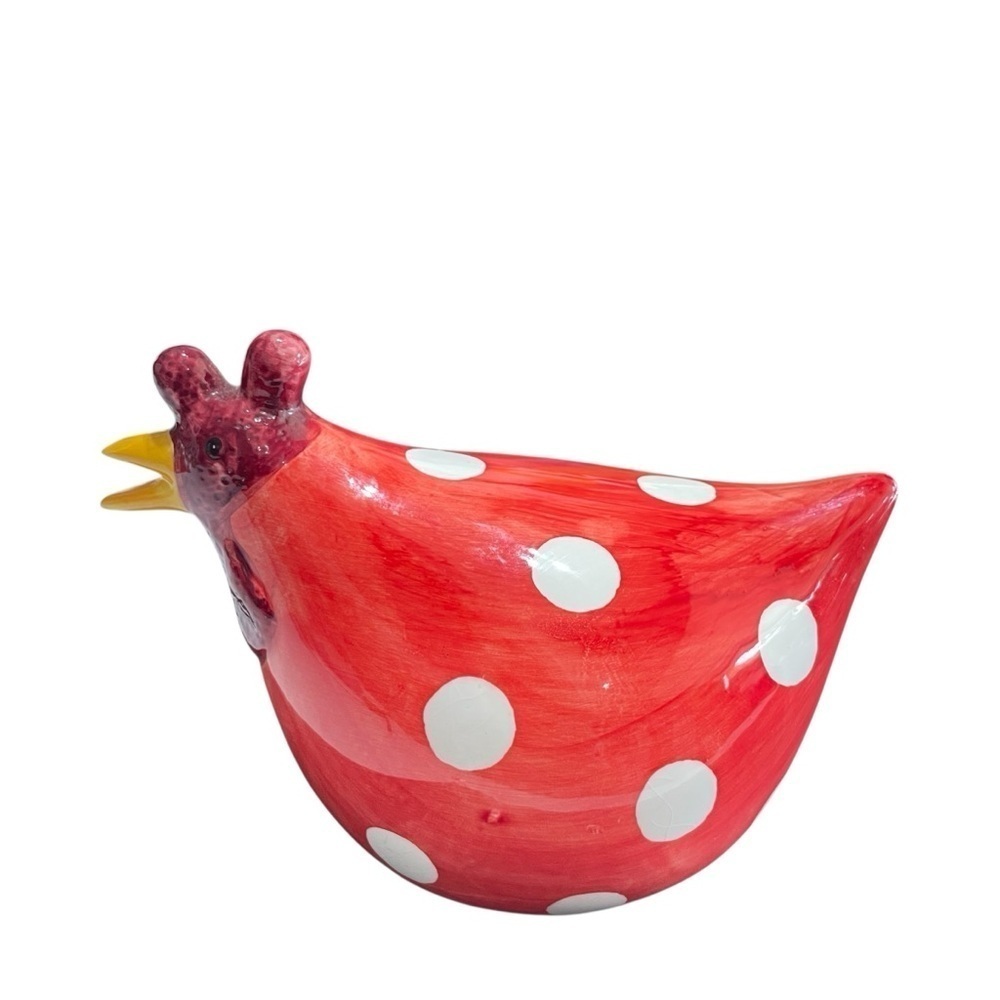 Rooster & Hen Chili Peppers & polka dot Hand Painted ceramic figurine VTG, farm - Picture 10 of 16